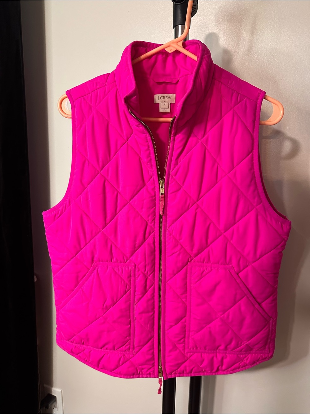 J.Crew Quilted Sleeveless Vest - Hot Pink